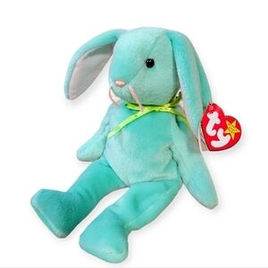 Vintage NWT Beanie Babies Hippity Green Bunny Plush 1996 P.V.C. Pellets 6-1-96